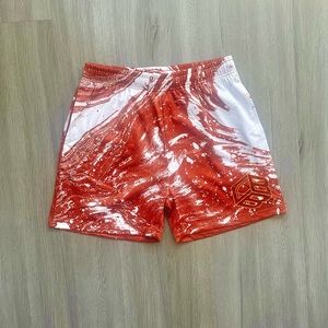 Rustic Red Marble Mesh Shorts Unisex
